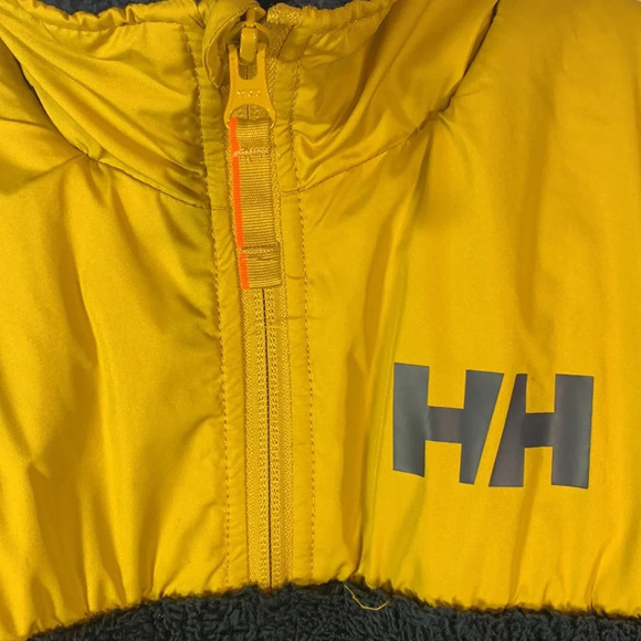 HELLY HANSEN size 12 kids mustard yellow navy blue Colorblock CHAMP pullover - Picture 2 of 5